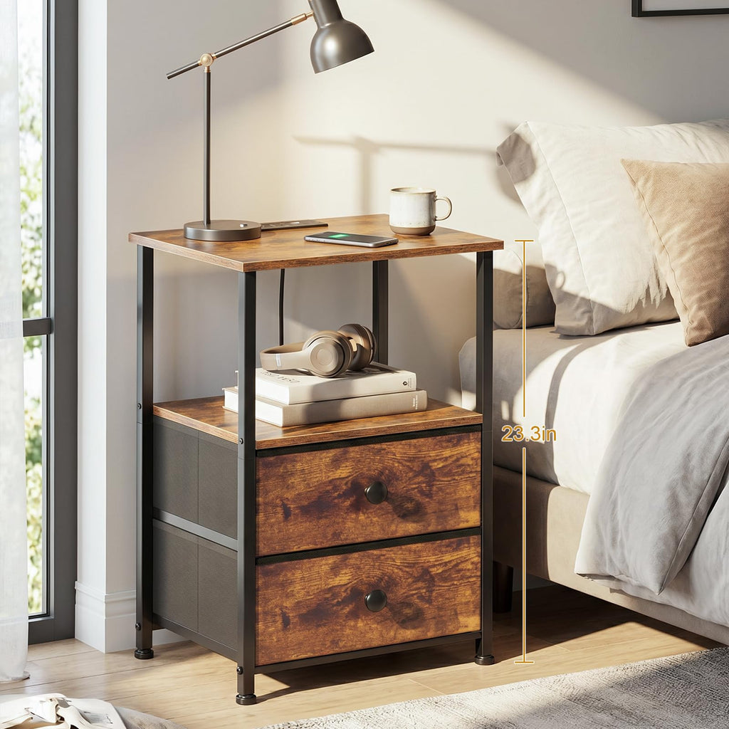 Nightstands Set of 2 with Charging Station J766661