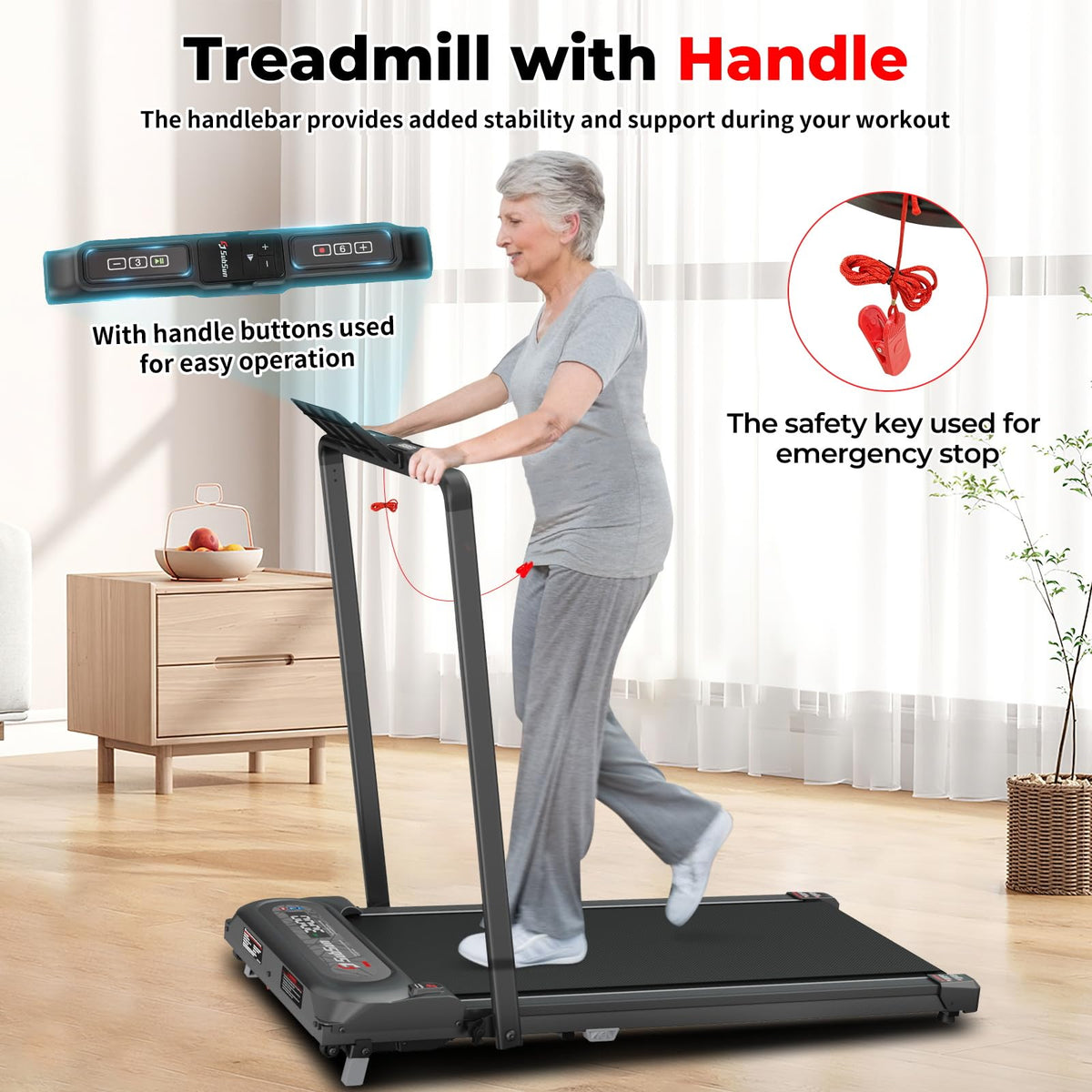 2 in 1 Folding Treadmill with Handle Bar X6451