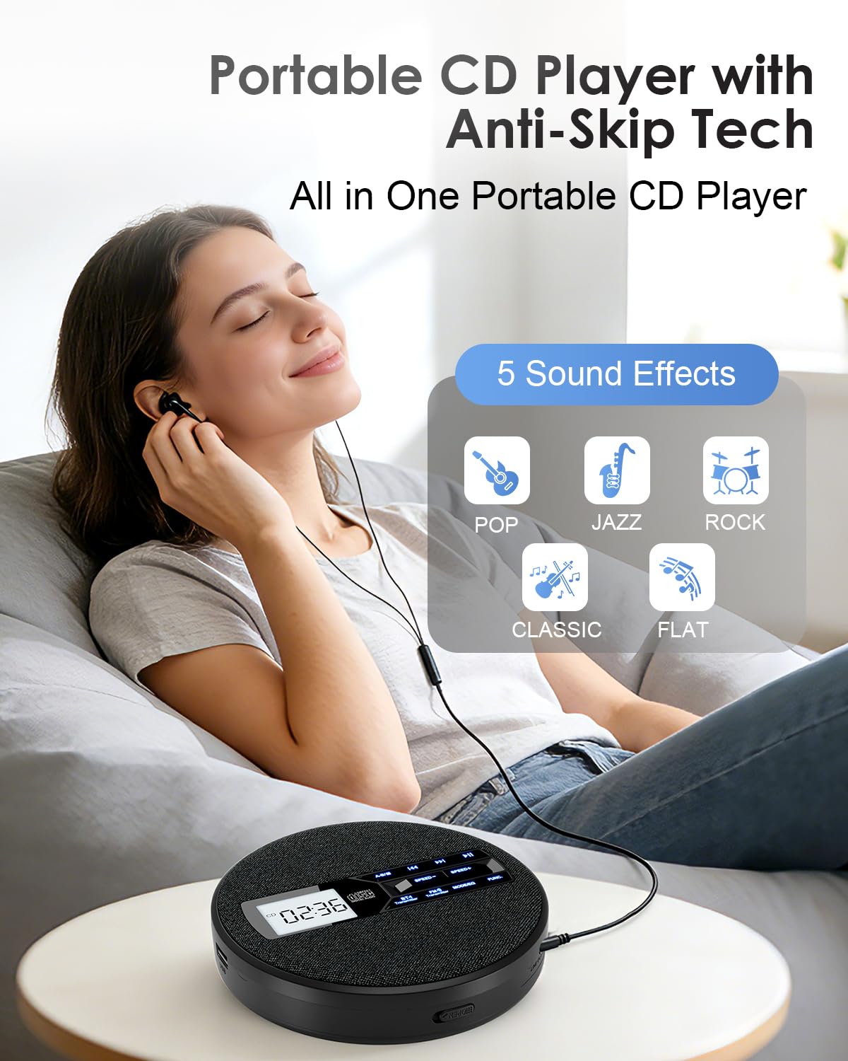 Portable CD Player with Bluetooth & FM Transmitter Z87269