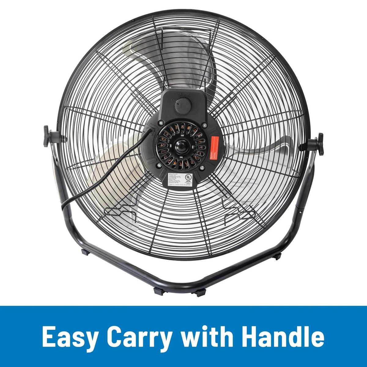 20" 3-Speed Tiltable Black Steel Floor Fan K757891