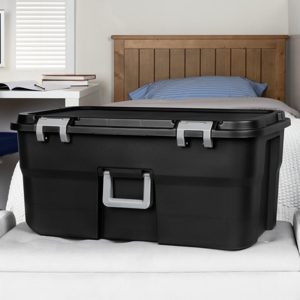 Black 22 Gal Wheeled Plastic Storage Trunk 2 Pack V275767