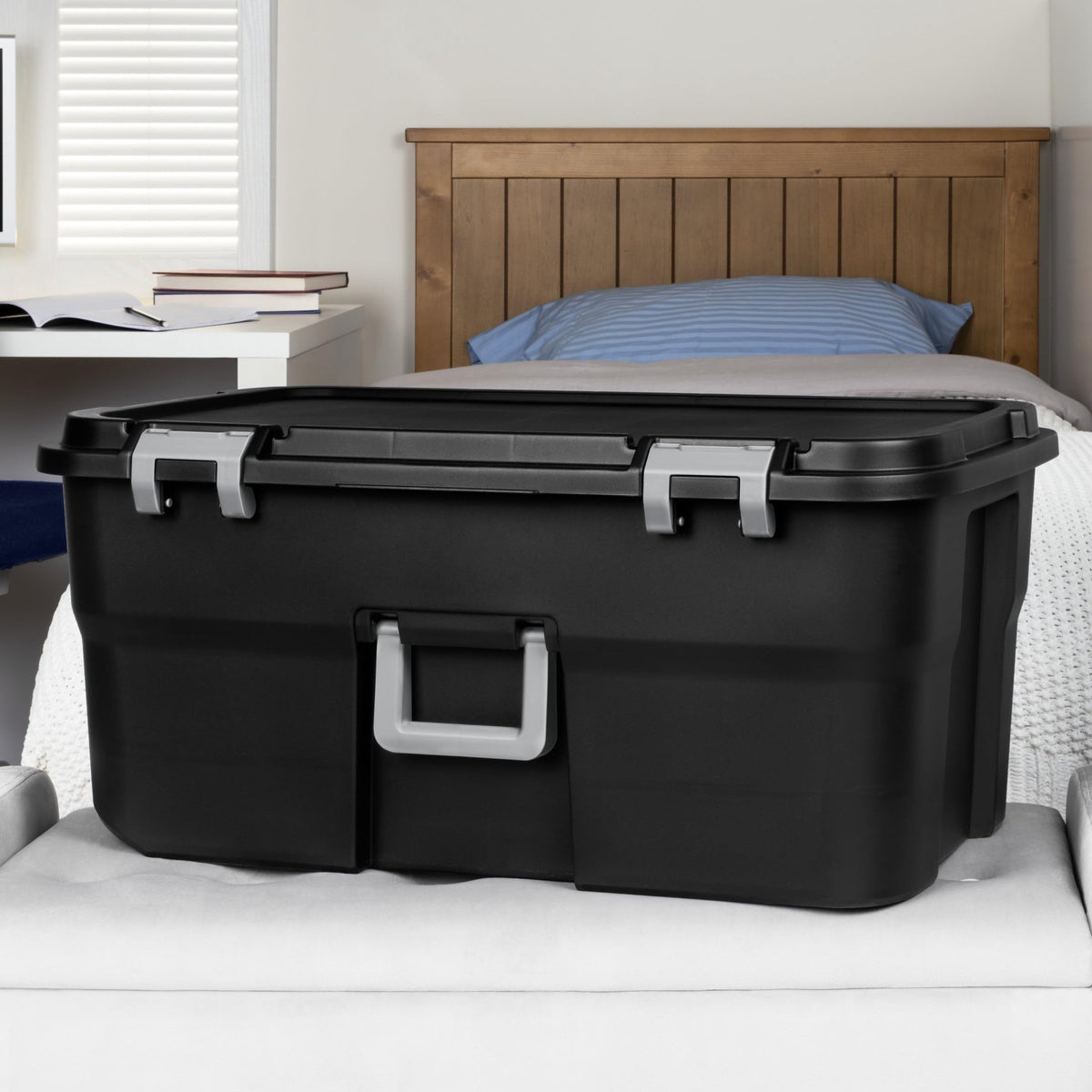 Black 22 Gal Wheeled Plastic Storage Trunk 2 Pack V275767
