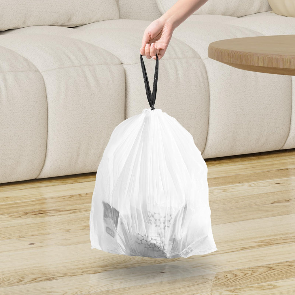 1.6 Gallon Mini Drawstring Trash Bags, 120 Counts White Trash Bin Liners H853837