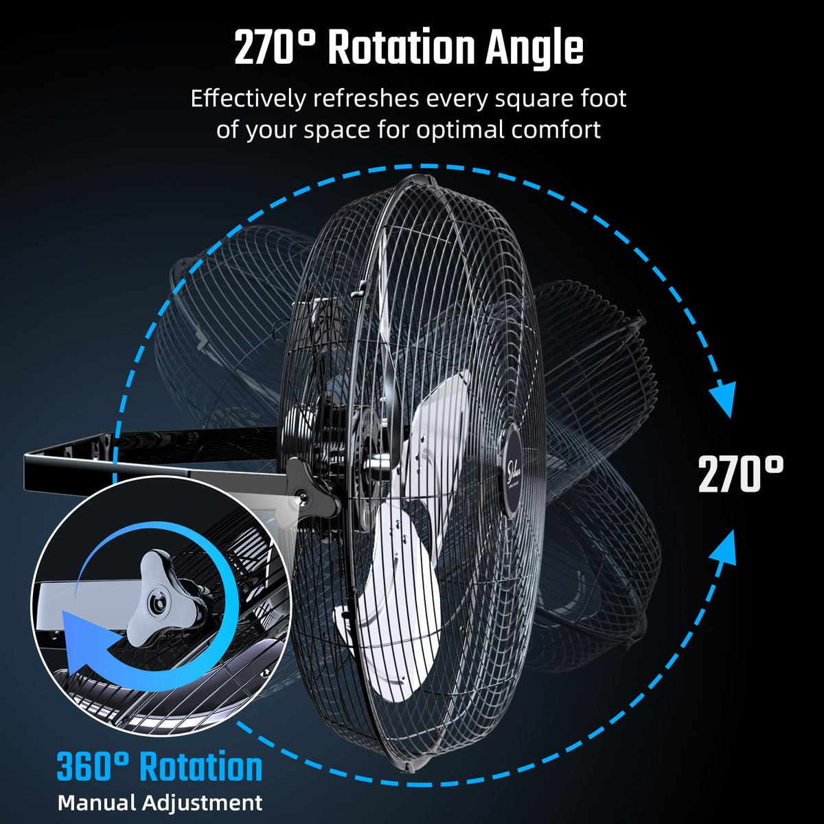 20 Inch High Velocity 3 Speed Black Wall-Mount Fan Y7698