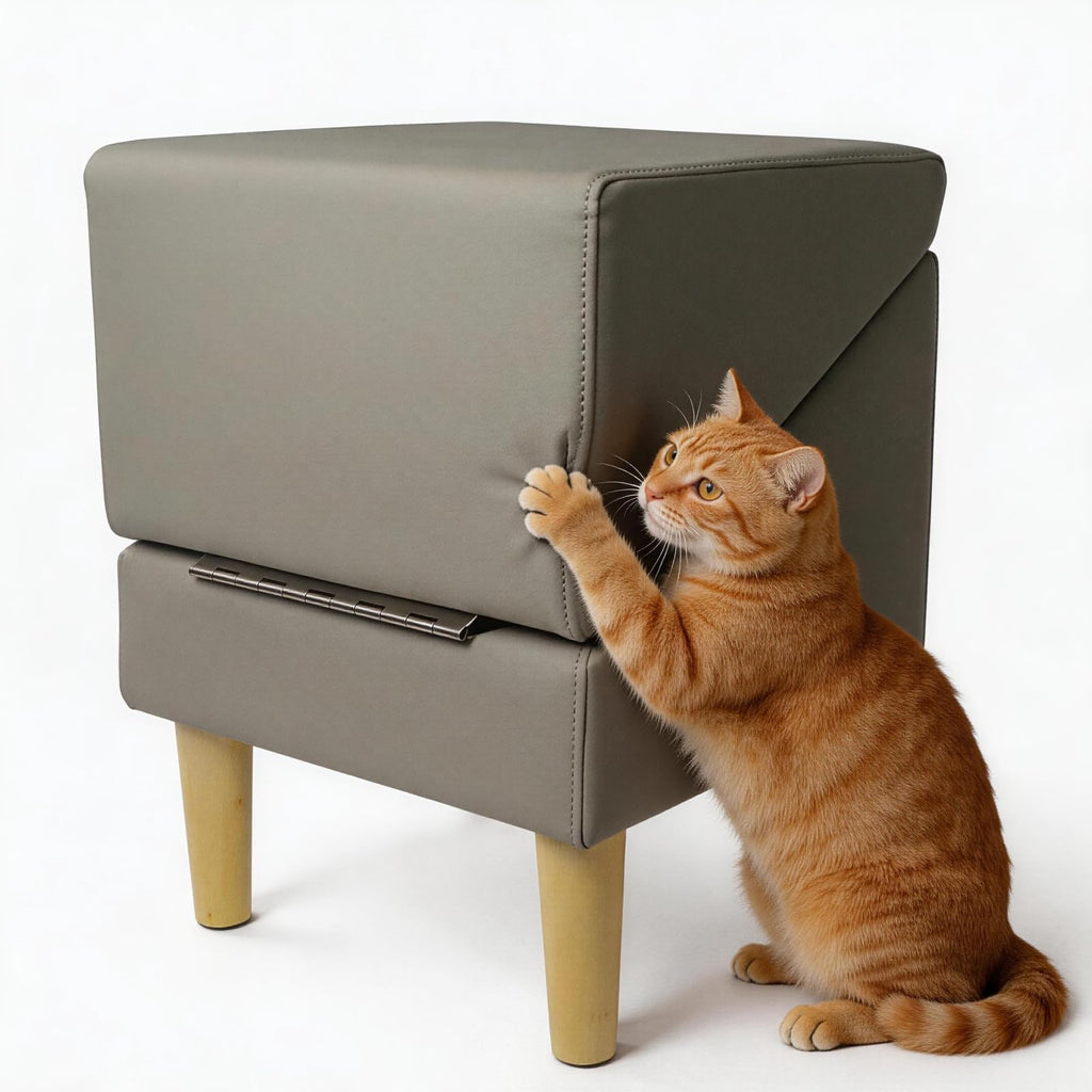 Foldable Dog Cat Stair Ramp Solid Wood Ottoman 18in H A4494