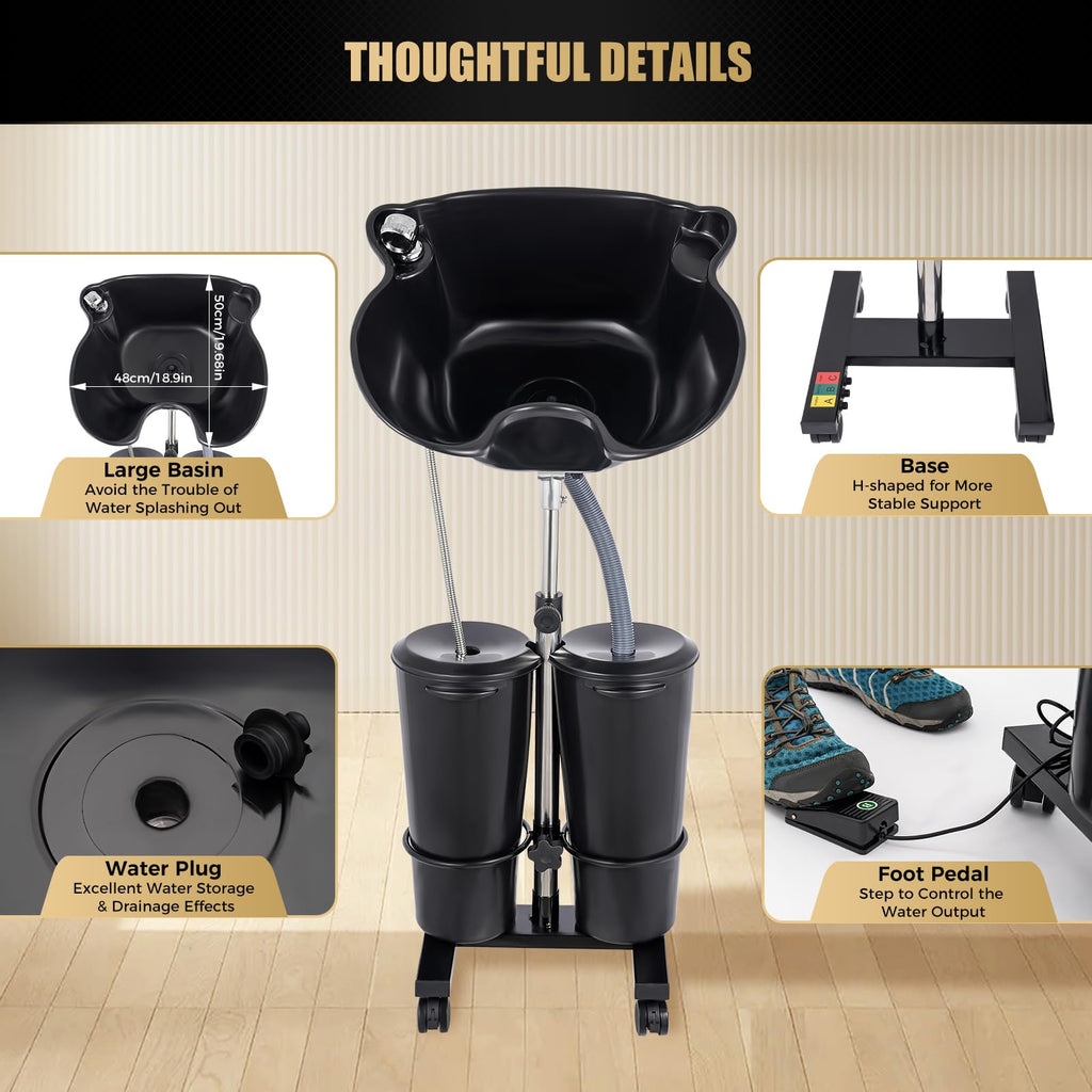 Portable Shampoo Bowl with Water Tank and Electric Pump I13533