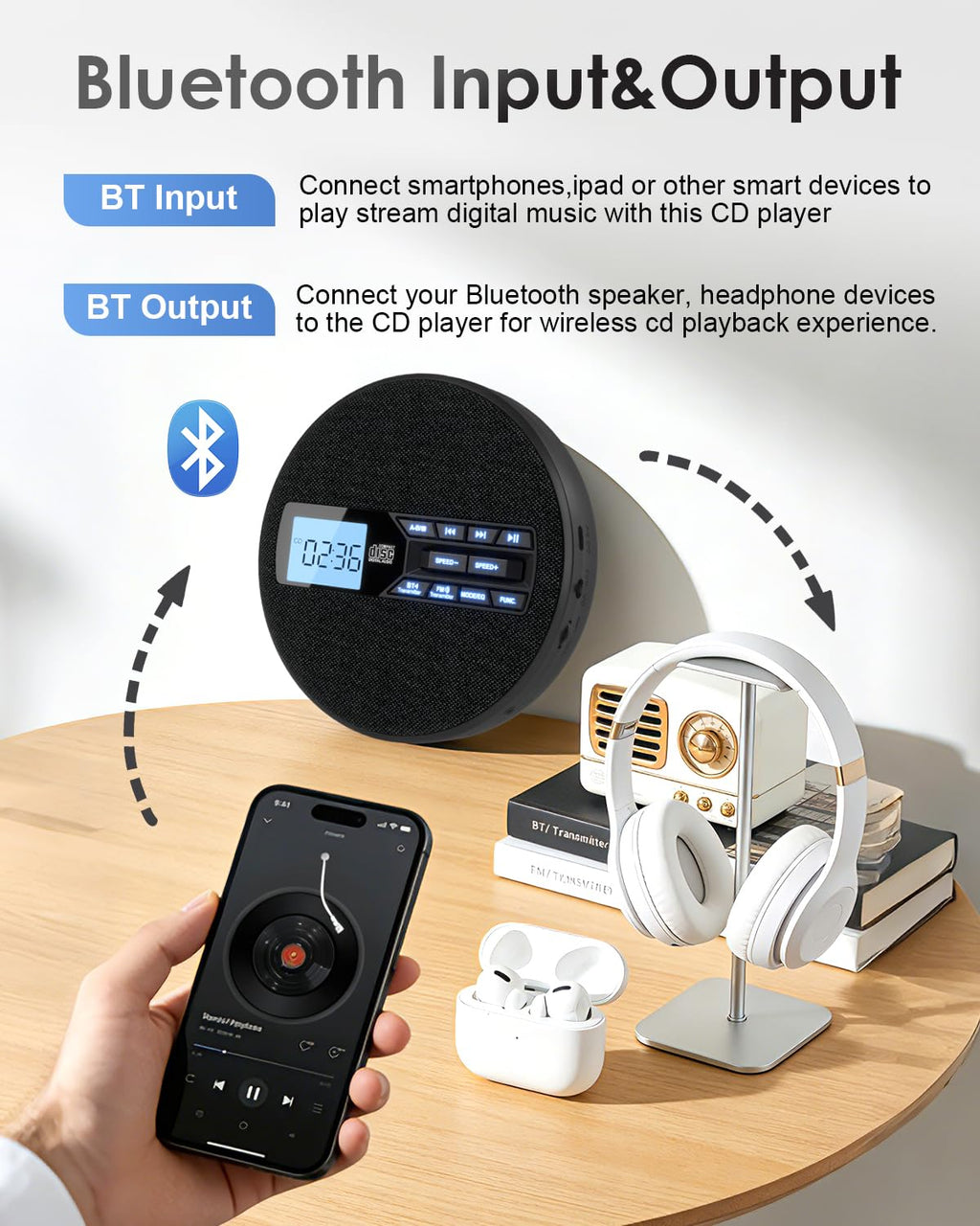 Portable CD Player with Bluetooth & FM Transmitter Z87269