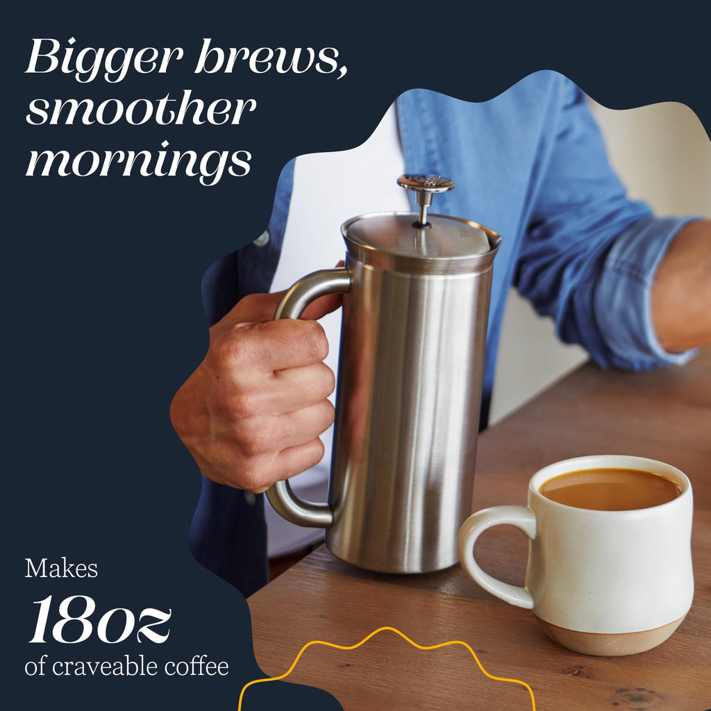 18oz Brushed Stainless Steel French Press C8841