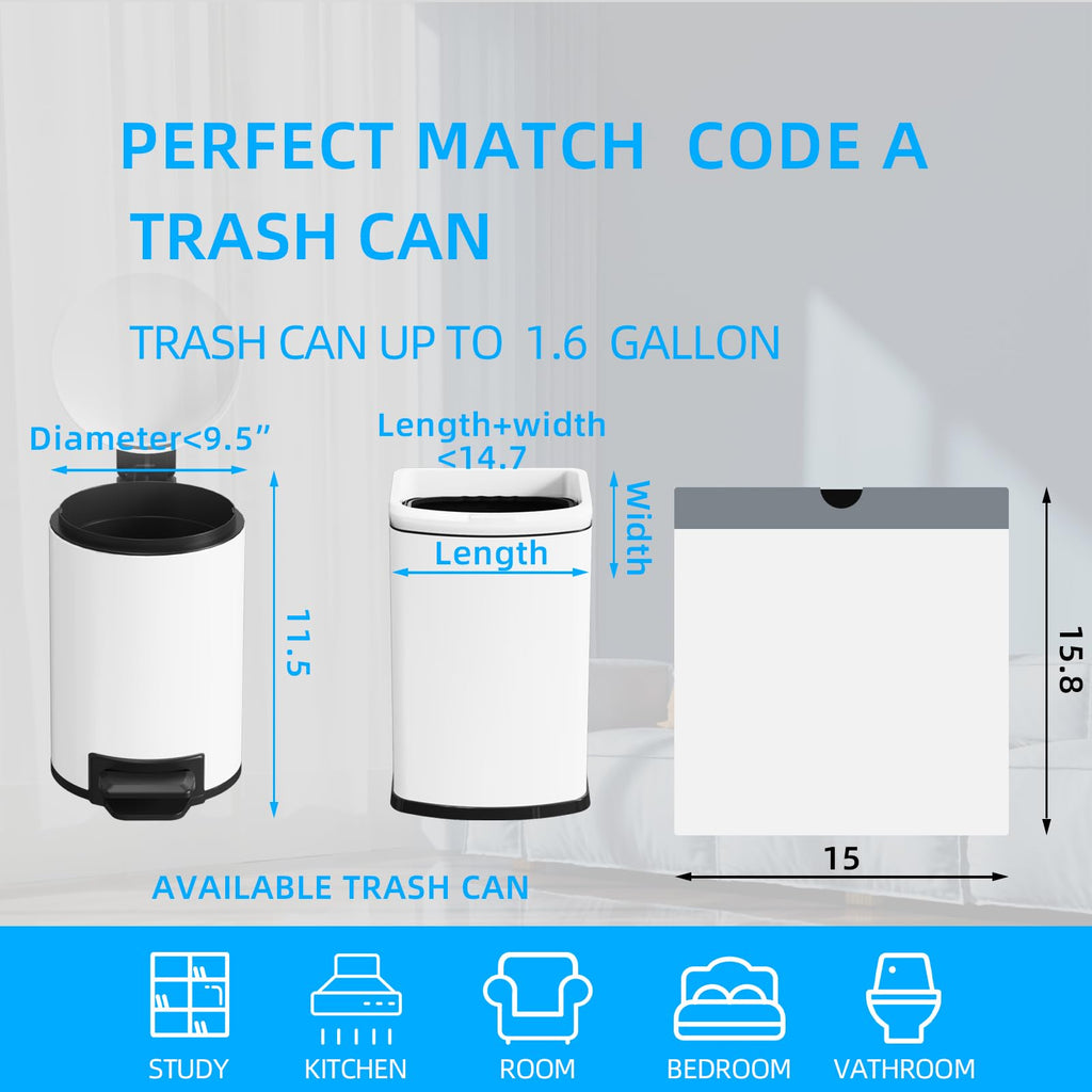 1.6 Gallon Mini Drawstring Trash Bags, 120 Counts White Trash Bin Liners H853837