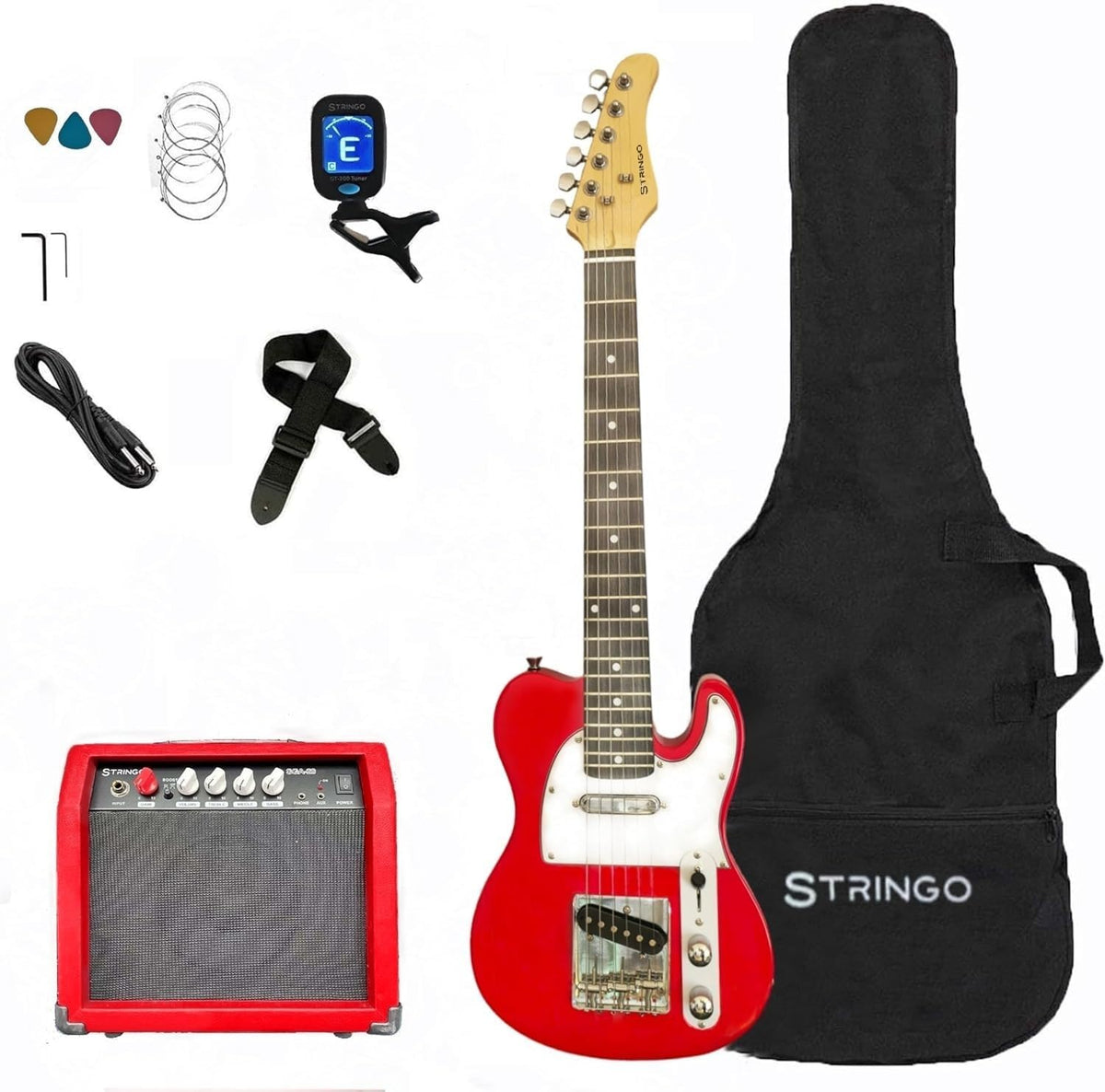 Red 30 Inch Kids Electric Guitar Beginner Kit Set S97826