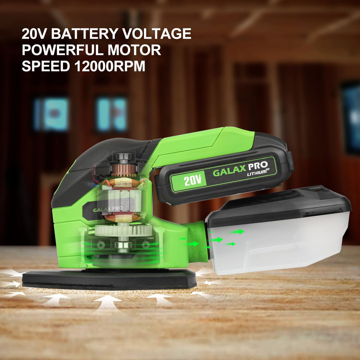 Cordless Detail Sander 2.0Ah Battery, 20 Pcs Sandpapers M372060