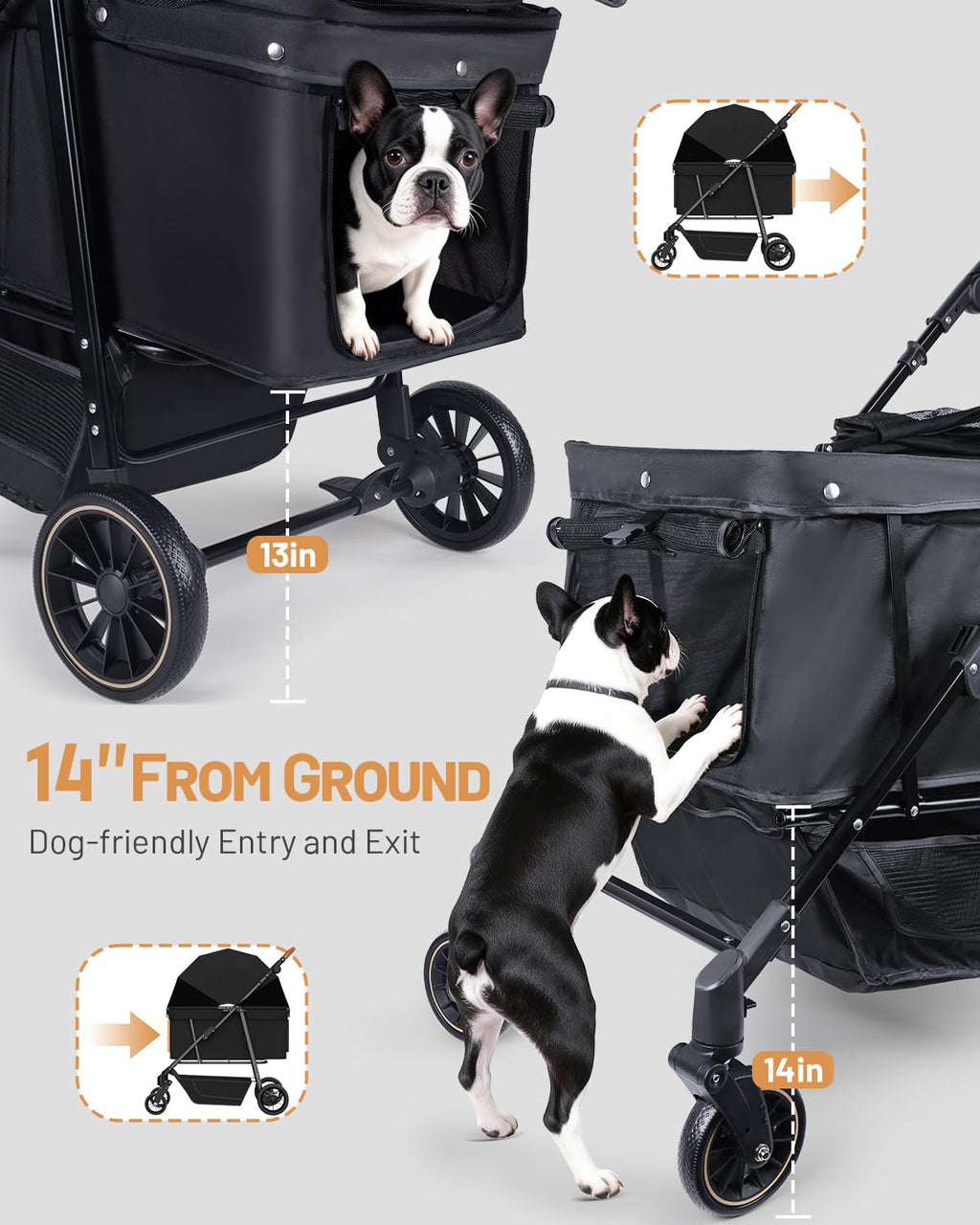 Foldable Ventilated Dog Stroller with Canopy Z49030