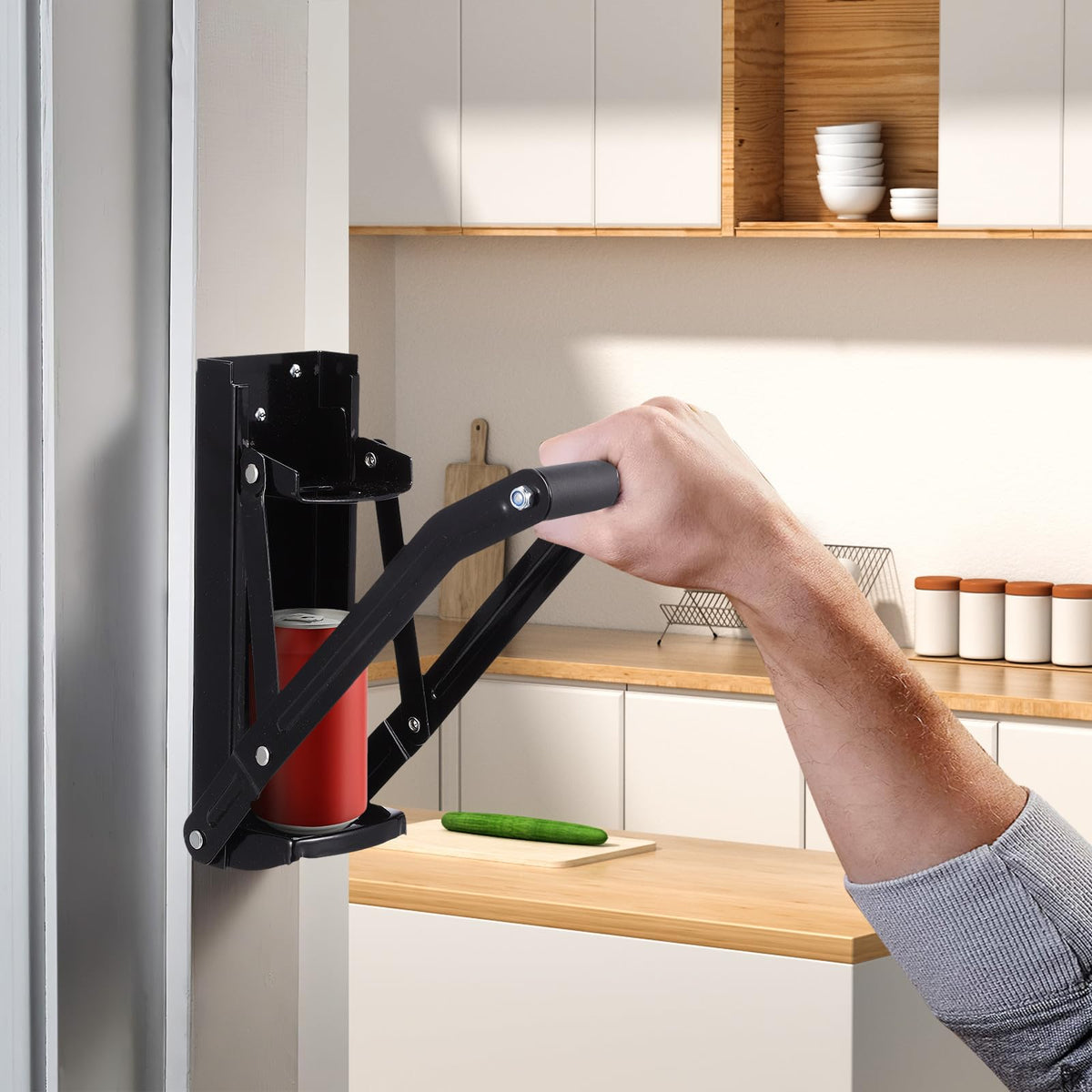 Black Wall Mounted Can Crusher with Bottle Opener F2930