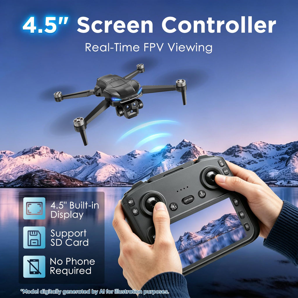 4K Camera GPS Foldable Drone with 4.5” HD Screen Controller A154