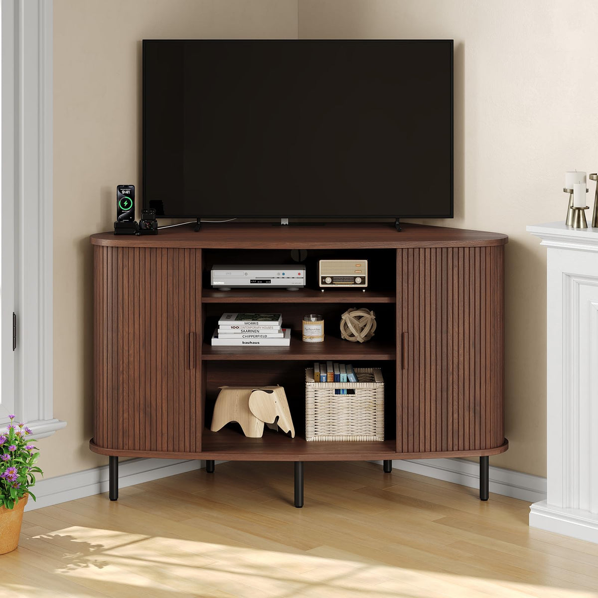 47 Inch Walnut Corner TV Stand I943043