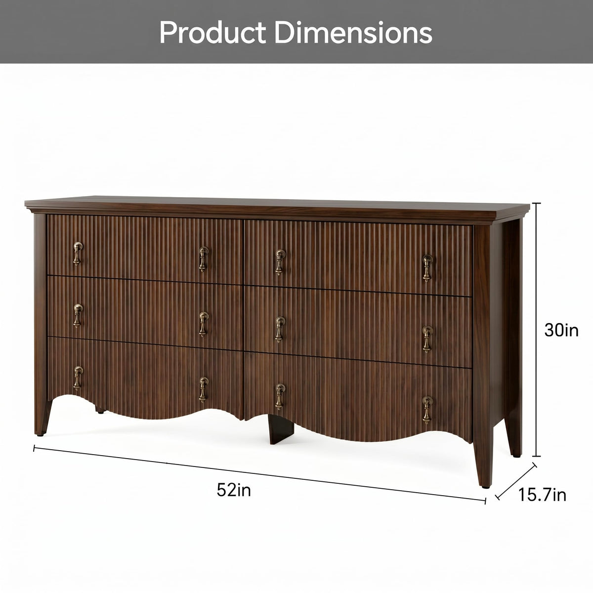 6-Drawer Fluted Dresser U5839