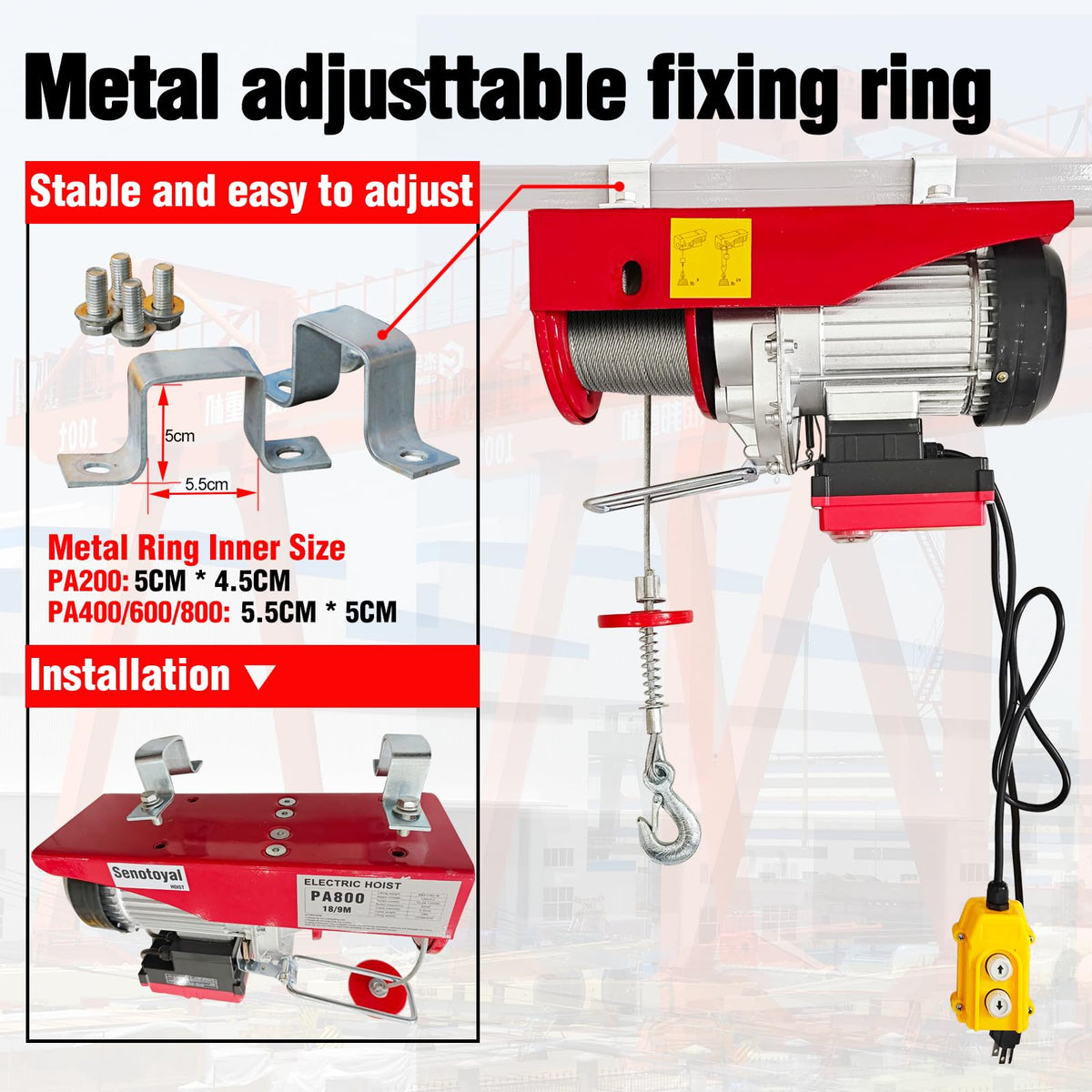 880lbs Electric Hoist Winch with Wireless Control H363924