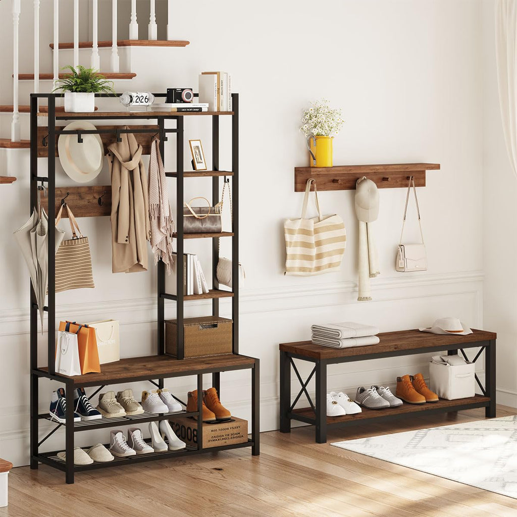 2 Tier Wood Metal Storage Bench R929078