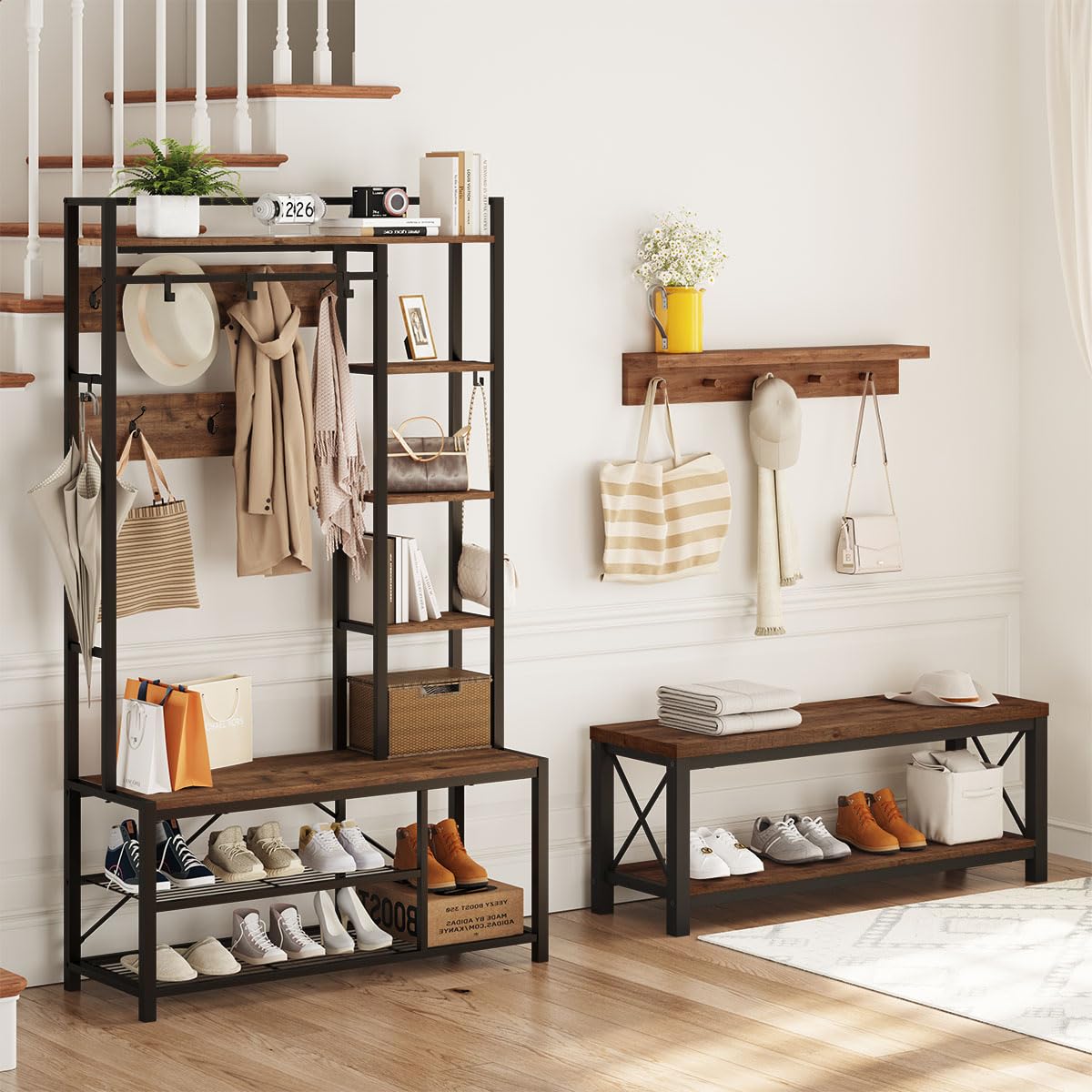 2 Tier Wood Metal Storage Bench R929078