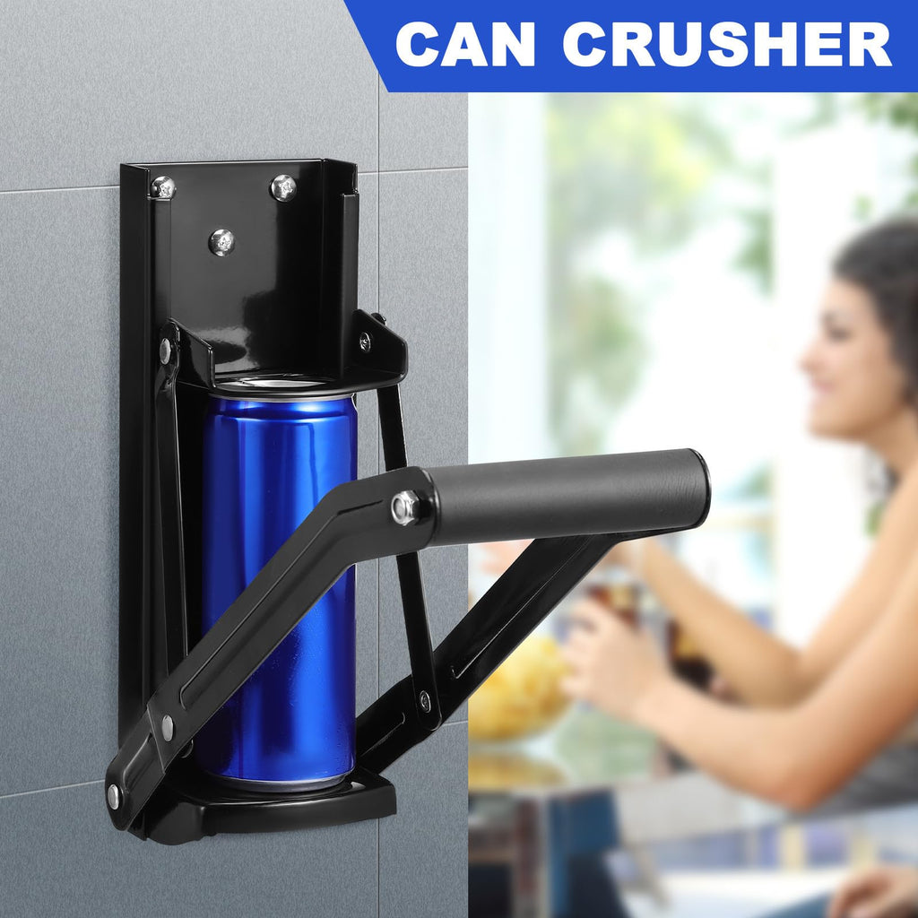 Black Wall Mounted Can Crusher with Bottle Opener F2930