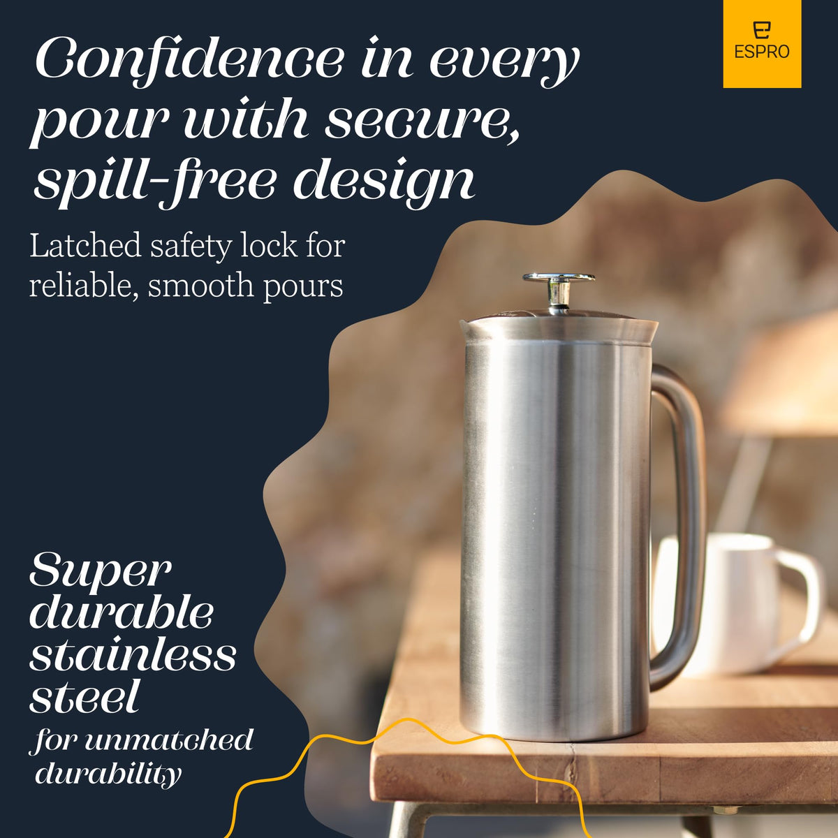 18oz Brushed Stainless Steel French Press C8841