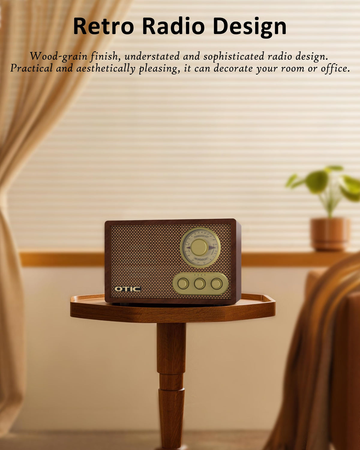 Vintage Wood AM/FM Bluetooth Radio with Speakers G2850