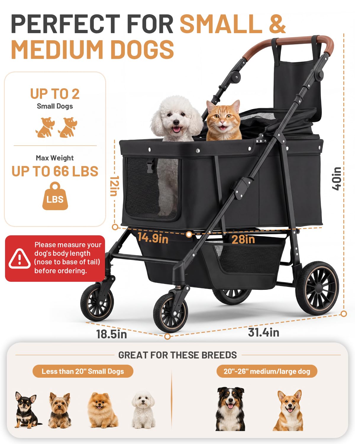 Foldable Ventilated Dog Stroller with Canopy Z49030