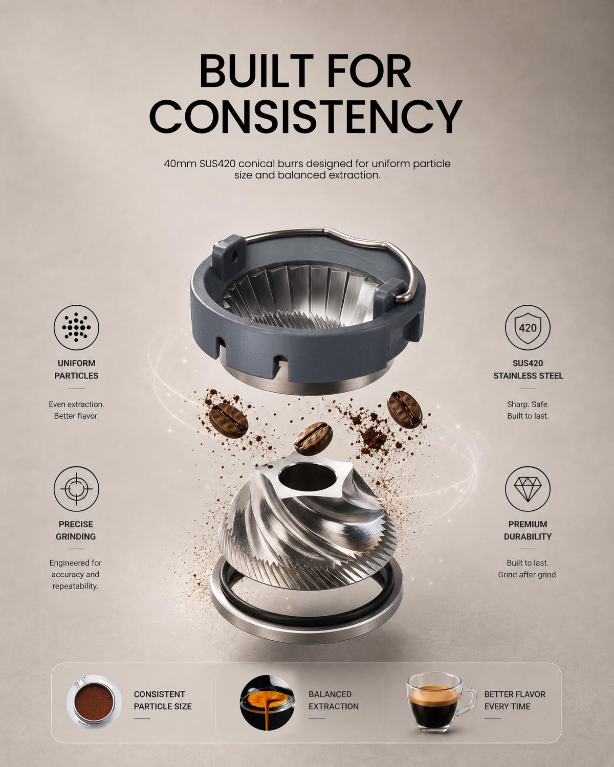 Electric Burr Coffee Grinder with 51 Grind Settings X602060
