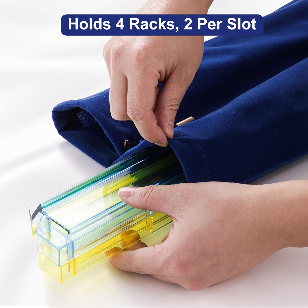 Blue Velvet Drawstring Storage Bag with 2 Compartments E775991
