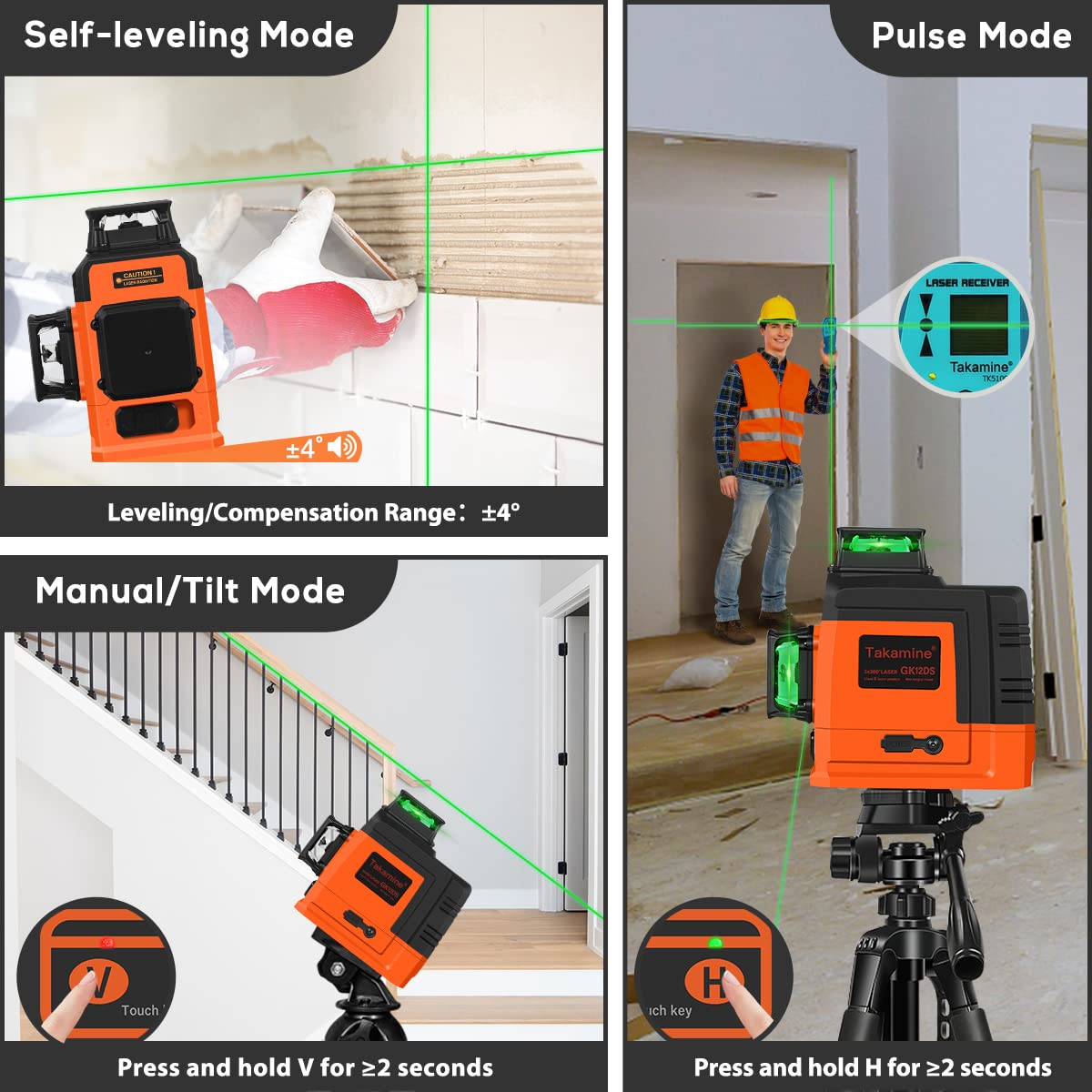 Self Leveling 3D Green Laser Level O7556