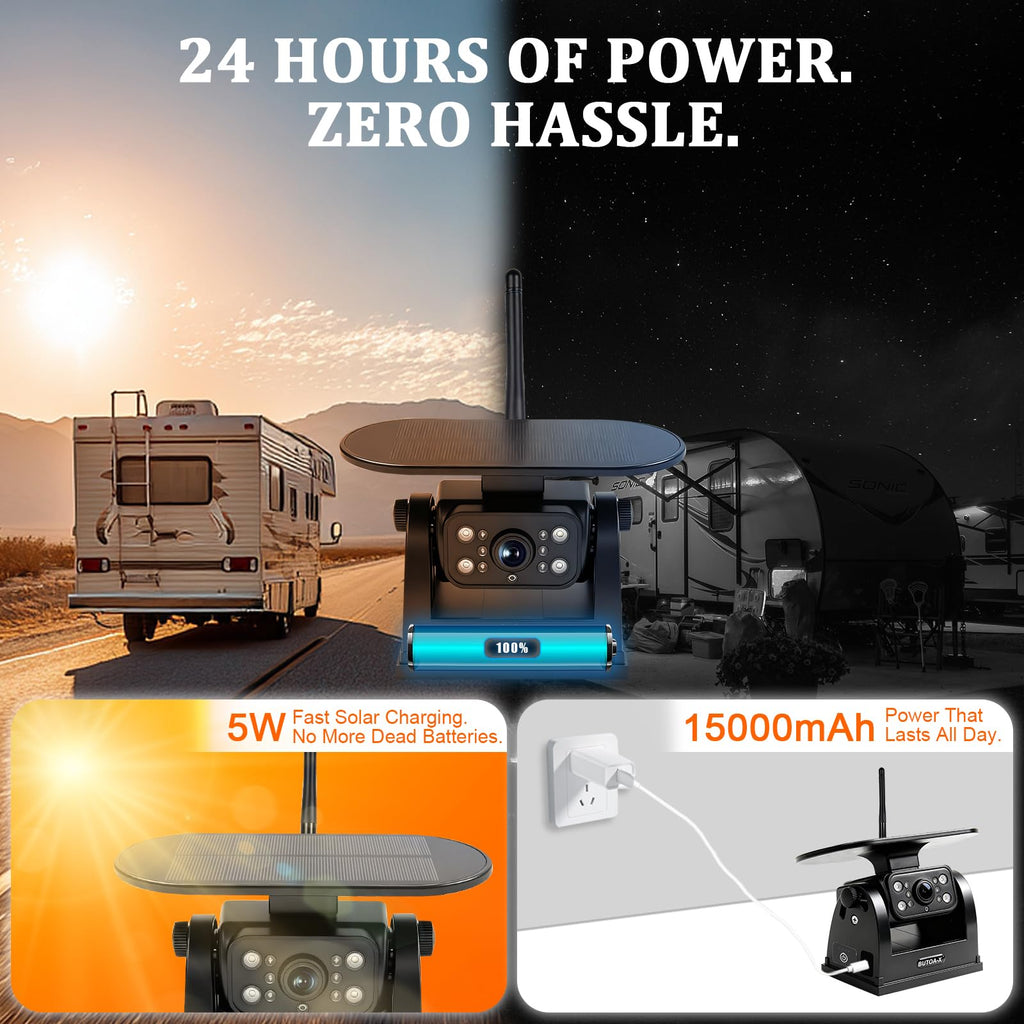 Magnetic Solar Wireless Backup Camera with 5" HD Monitor M3639