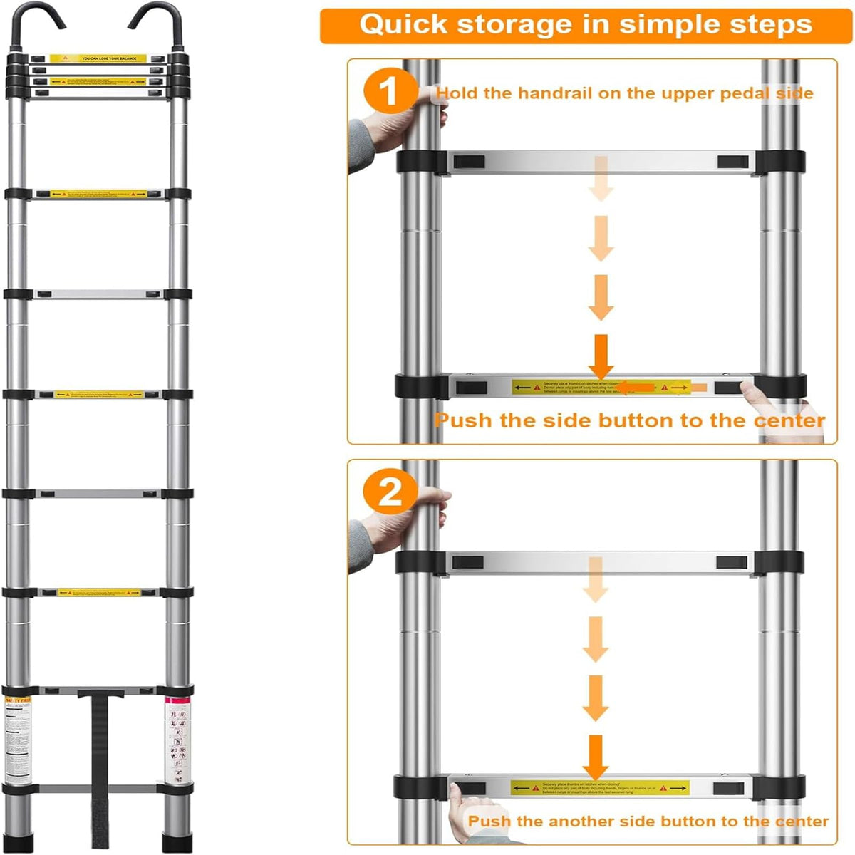 10.5ft Aluminum Telescoping Ladder 330 lbs Capacity P6816