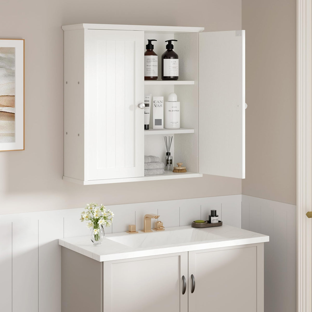 White Bathroom Wall Medicine Cabinet Z623