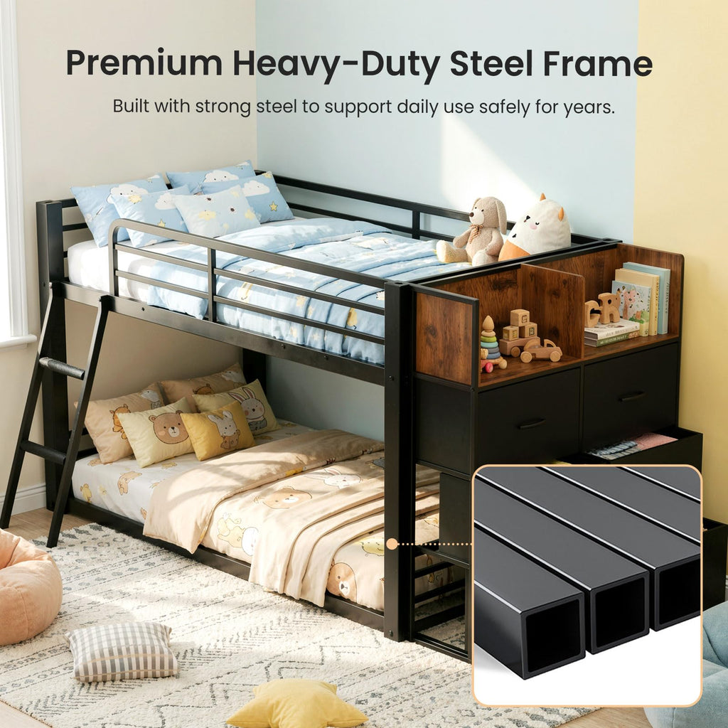 Twin Over Twin Bunk Bed with Storage Dresser B8621