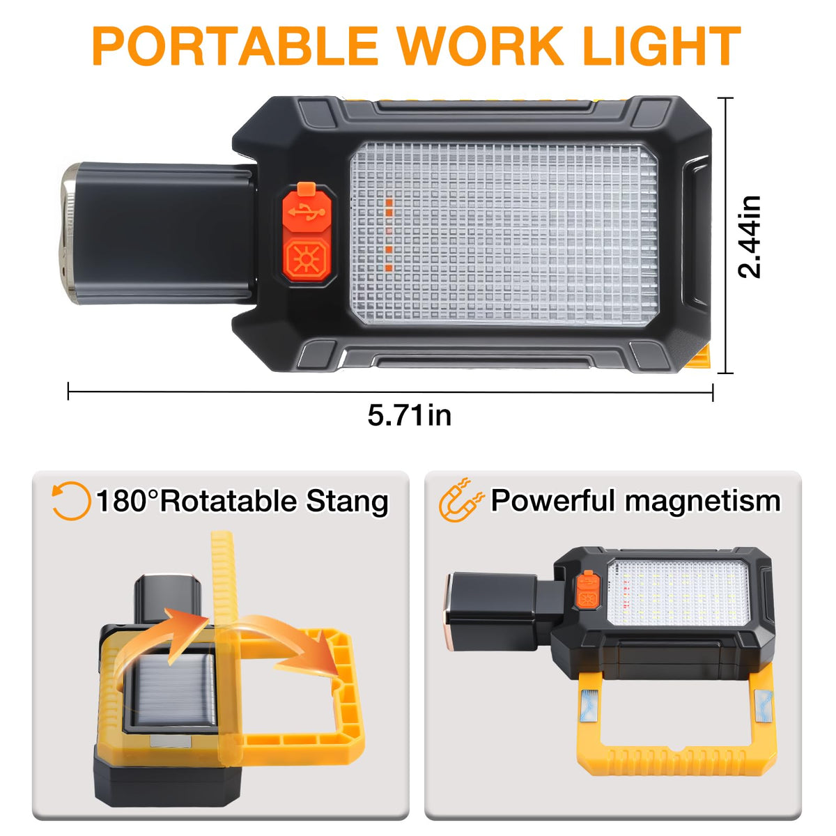 LED Rechargeable Magnetic Work Light 1000 Lumens 5 Mode 1 Pack T4173