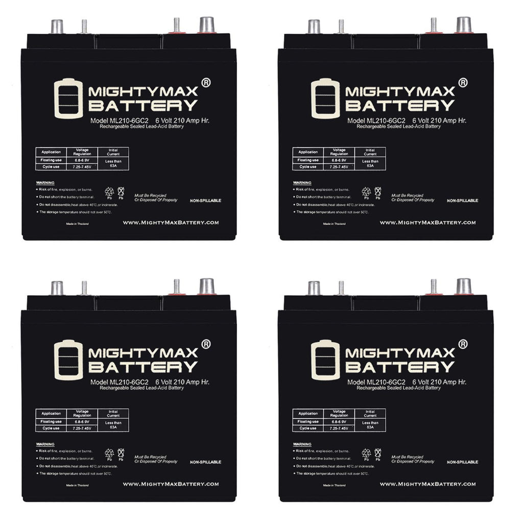 6V 210AH Dual Terminal SLA Replacement Battery 4 Pack R57236