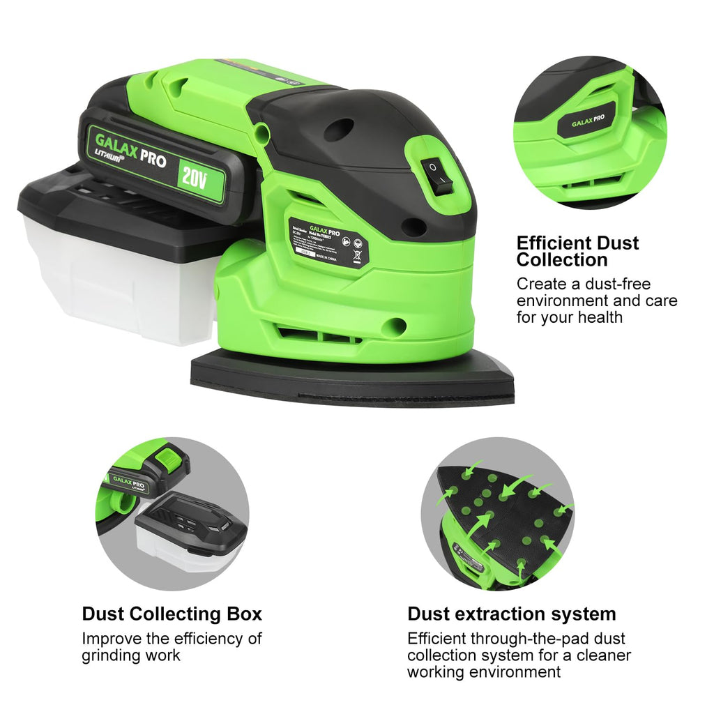 Cordless Detail Sander 2.0Ah Battery, 20 Pcs Sandpapers M372060