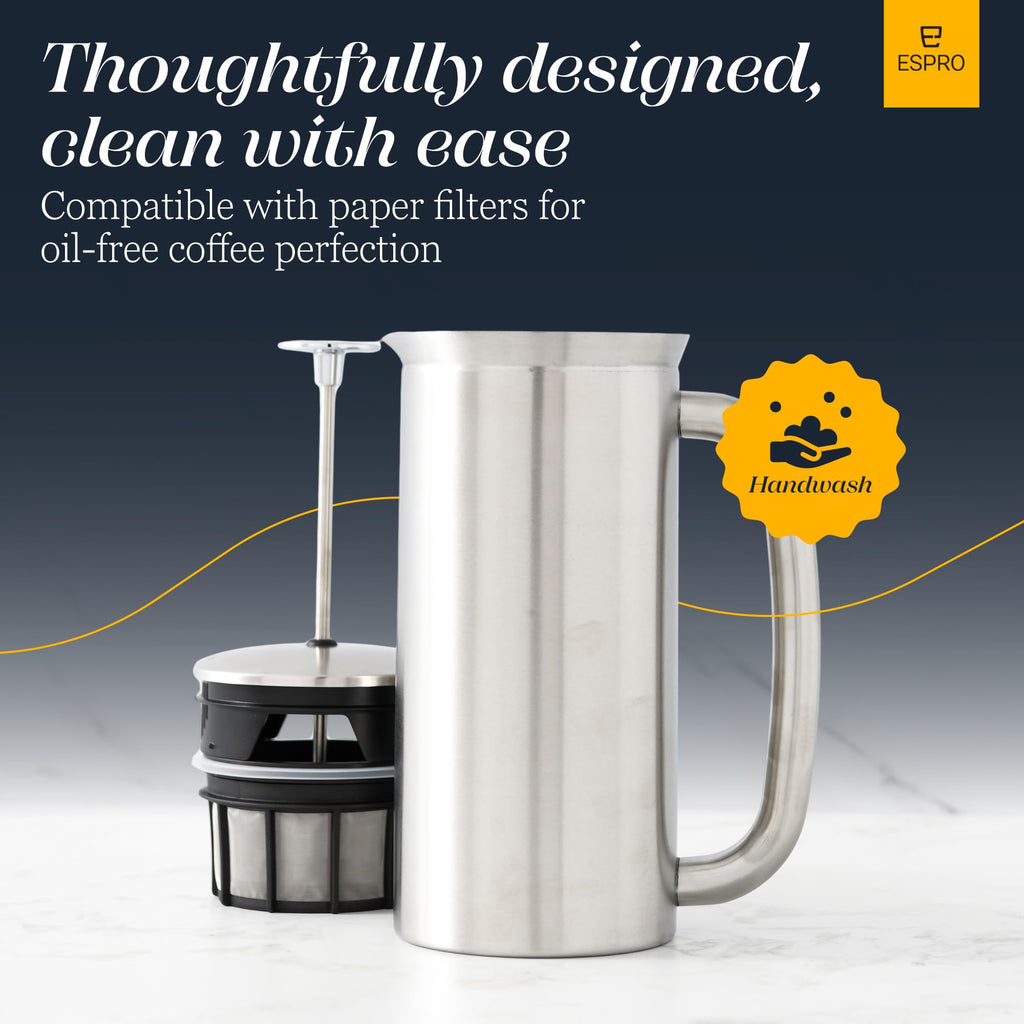 18oz Brushed Stainless Steel French Press C8841