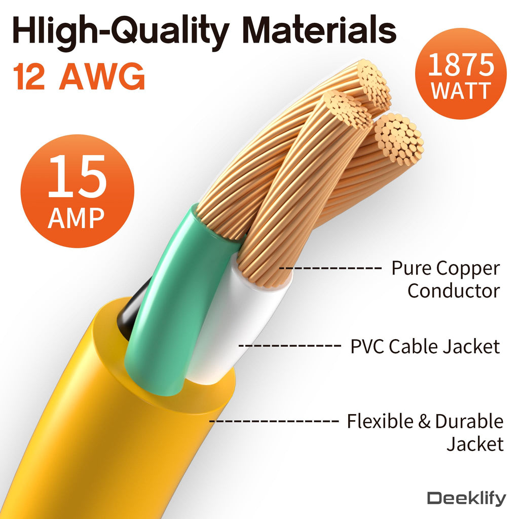100FT Heavy Duty Outdoor Extension Cord Waterproof Yellow A638