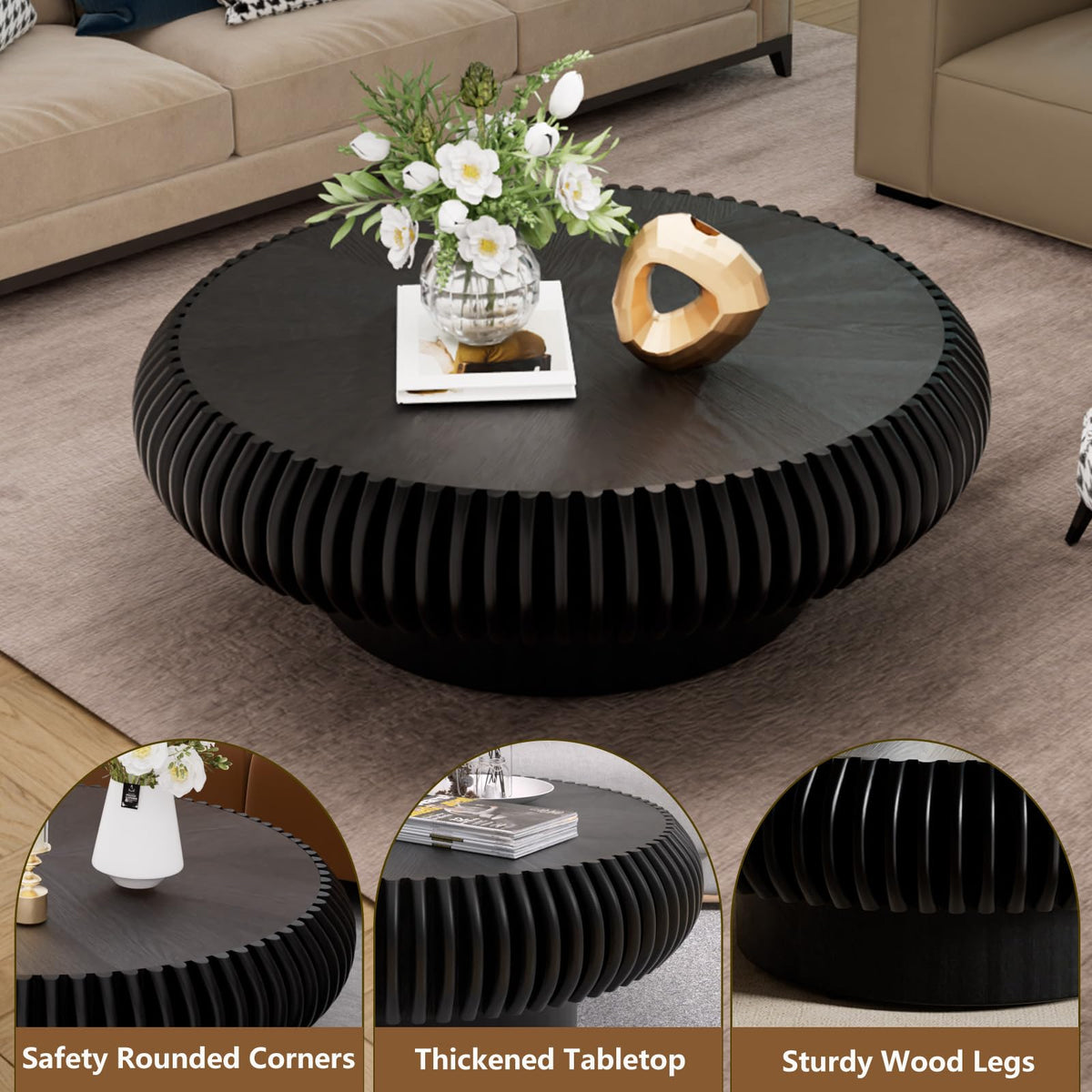 Black Round Coffee Table Z473624