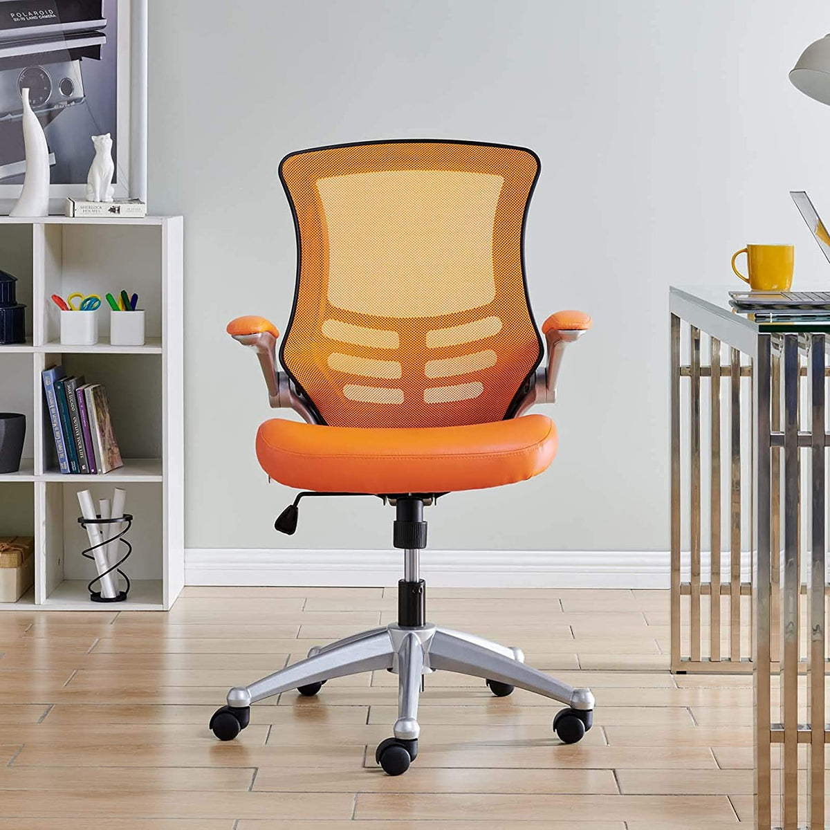 Orange Mesh Back Vinyl Seat Office Chair A5844