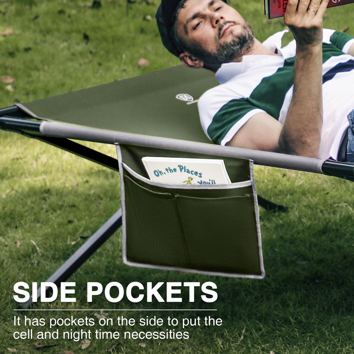 Extra Wide Folding Camping Cot with Carry Bag M962
