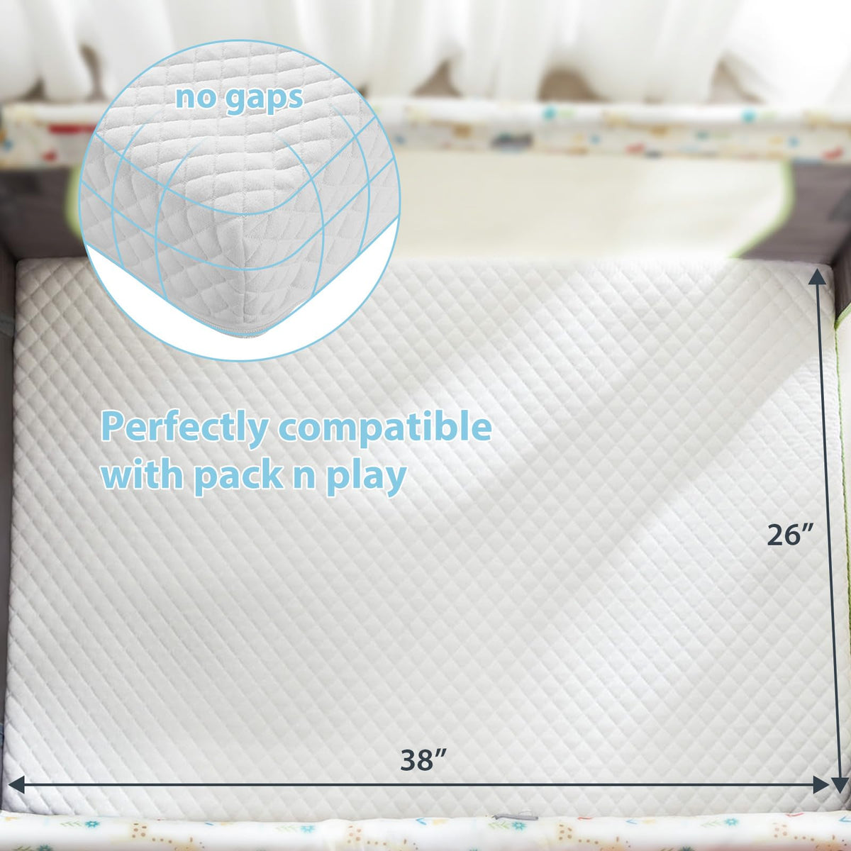 3" Waterproof Memory Foam Pack and Play Mattress White G151696
