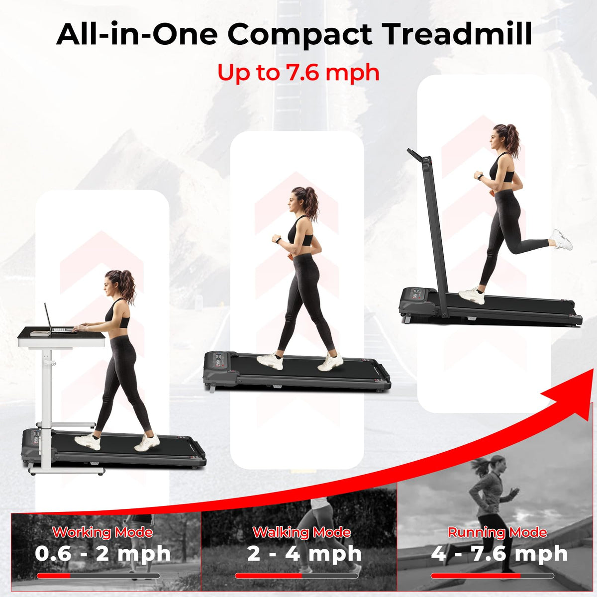 2 in 1 Folding Treadmill with Handle Bar X6451