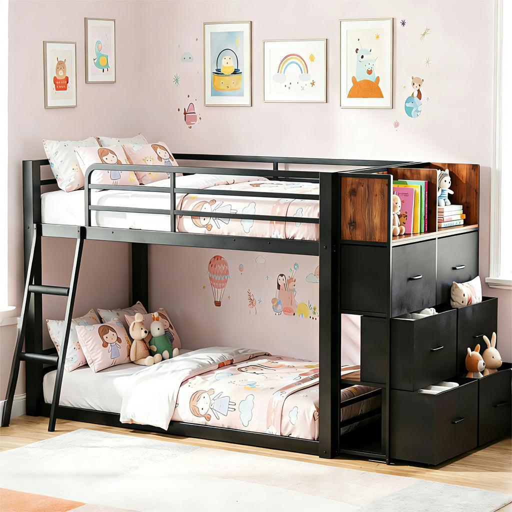 Twin Over Twin Bunk Bed with Storage Dresser B8621
