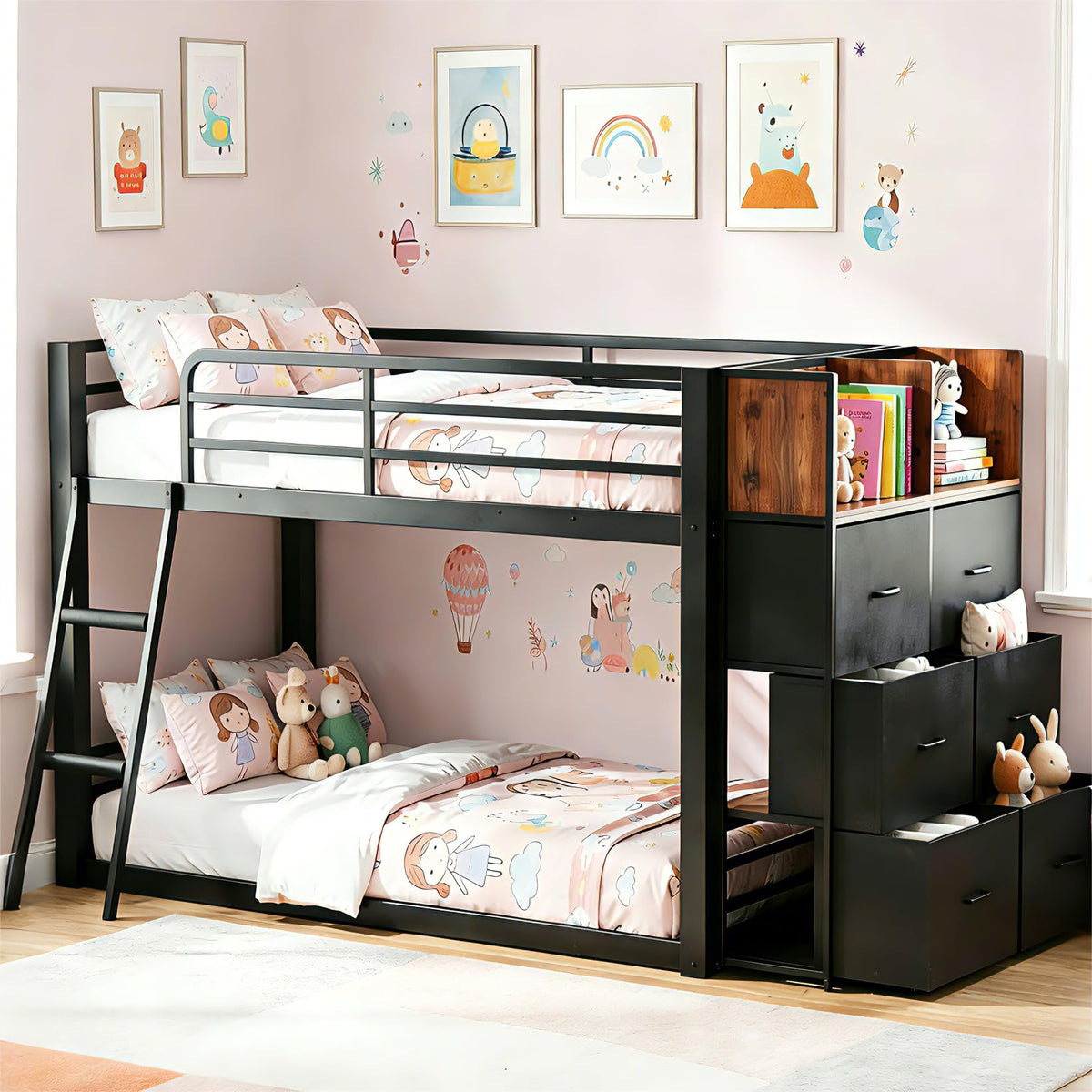 Twin Over Twin Bunk Bed with Storage Dresser B8621