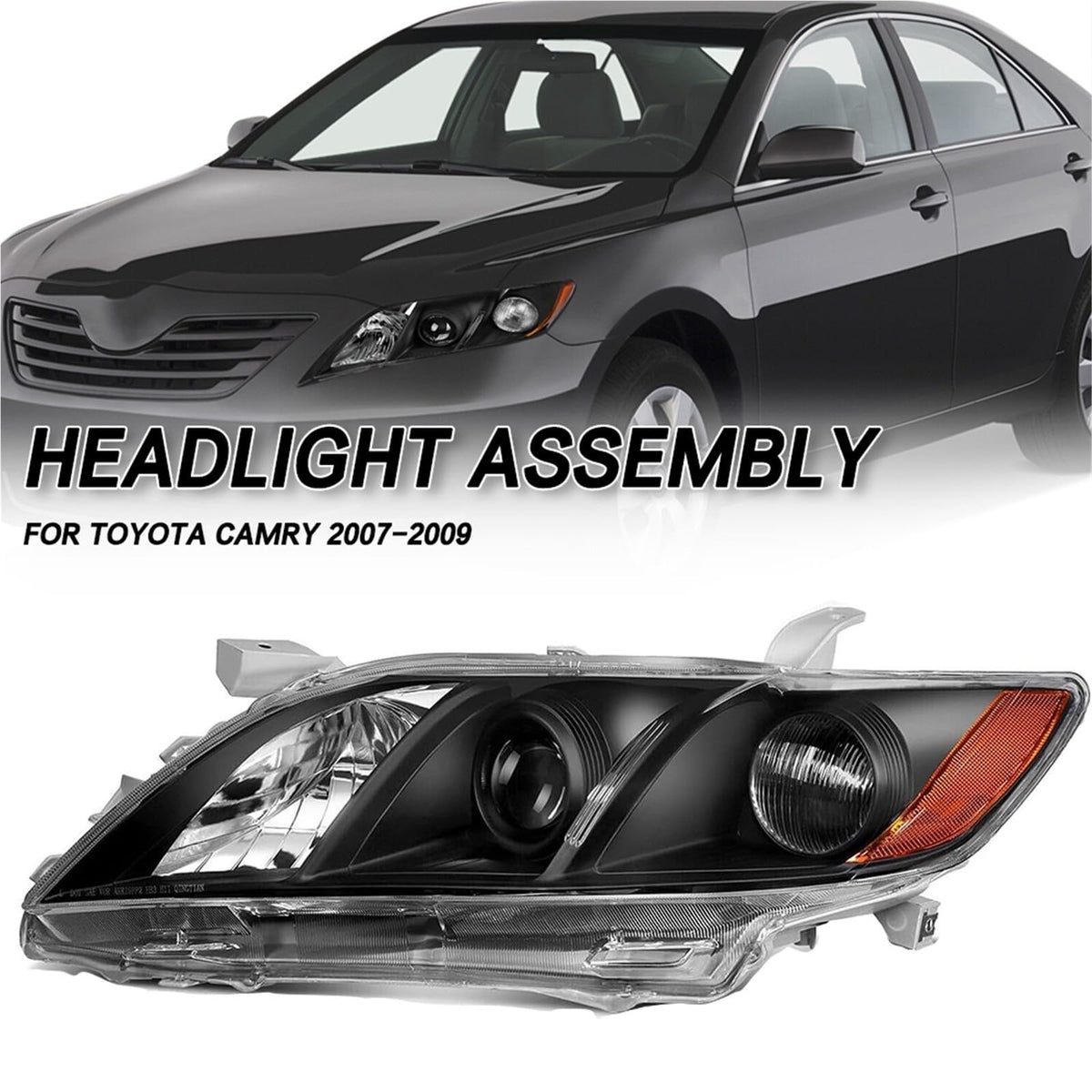 Toyota Camry Front Bumper Headlight Black Housing 1 Pair O874203