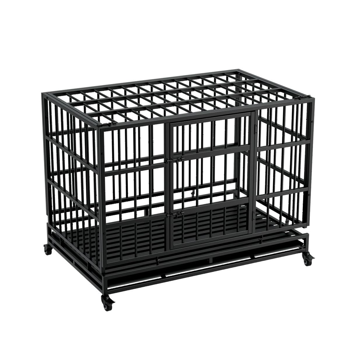 48" Metal Dog Crate with Tray & Wheels K625520