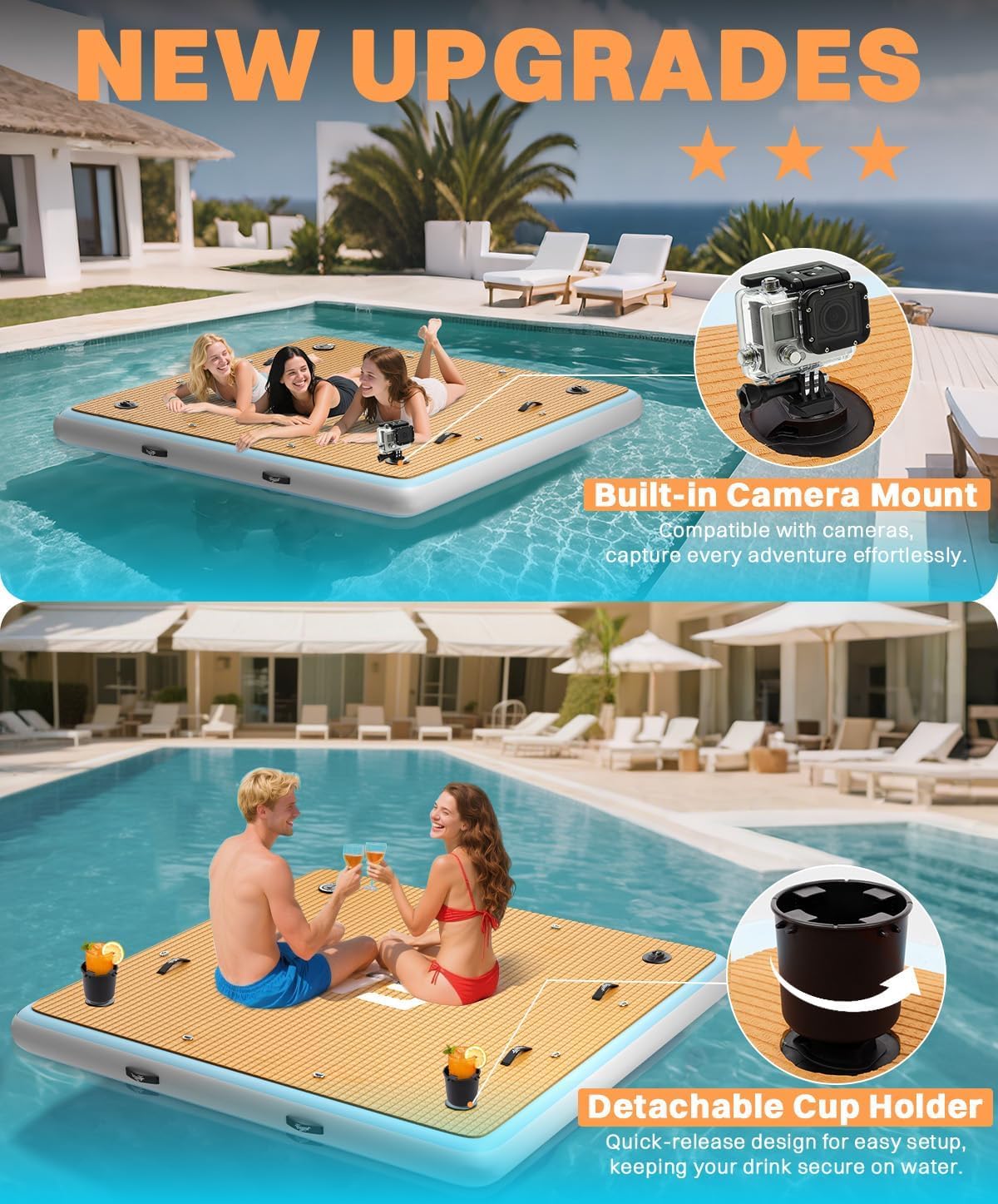 7×7' Inflatable Floating Dock with Ladder D6500