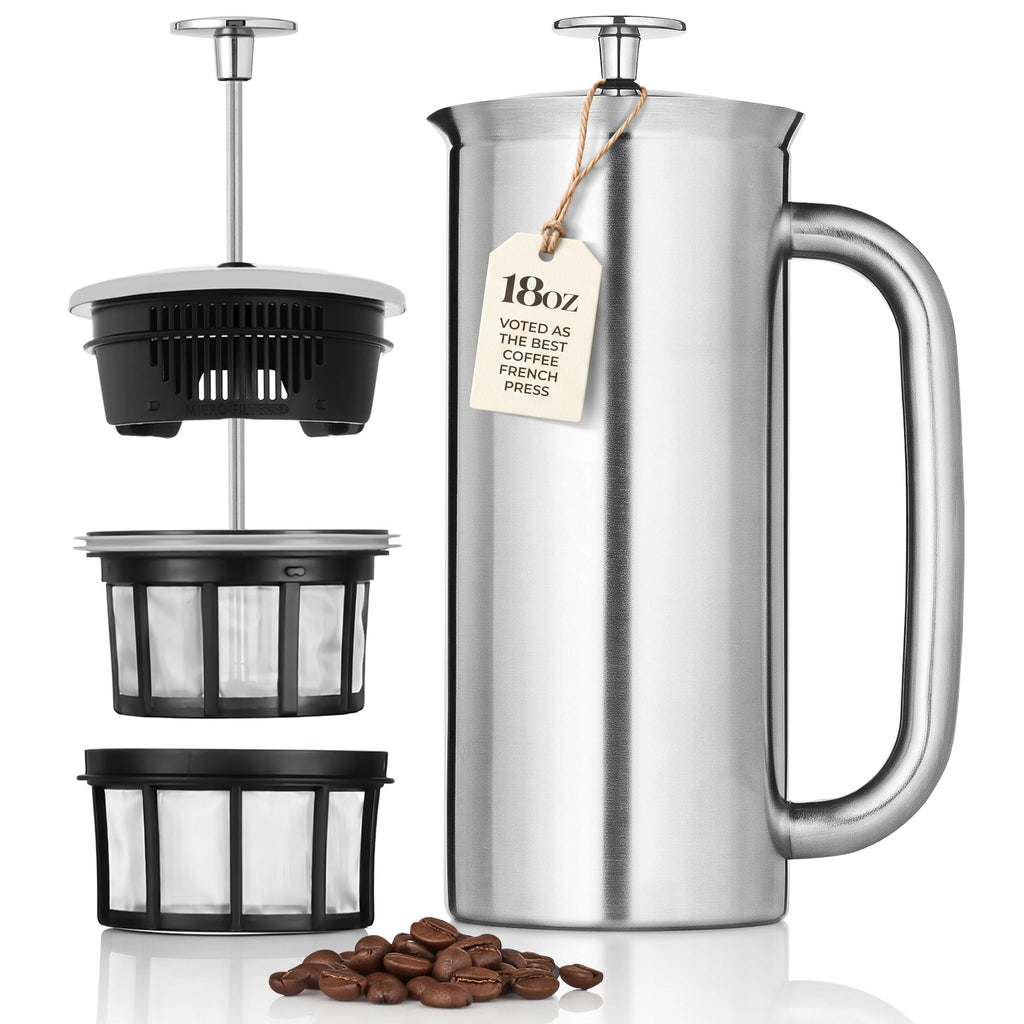 18oz Brushed Stainless Steel French Press C8841